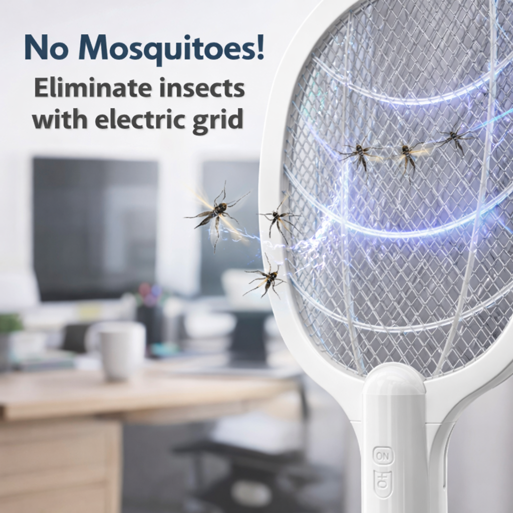 Rechargeable Mosquito Racket With Box & Stand – Electric Insect Killer Bat For Indoor And Outdoor Use